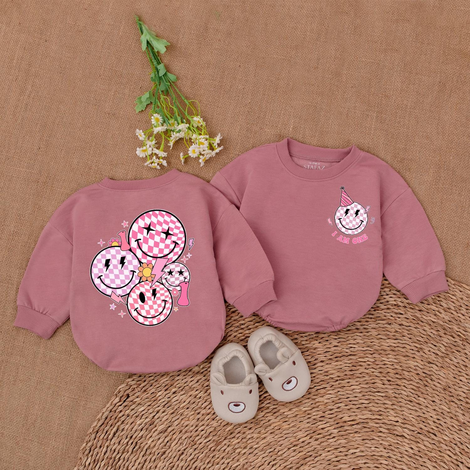 One Happy Girl Smile Face Romper First Birthday Outfit Baby Girl Clothes for a Toddler's Celebration Gift