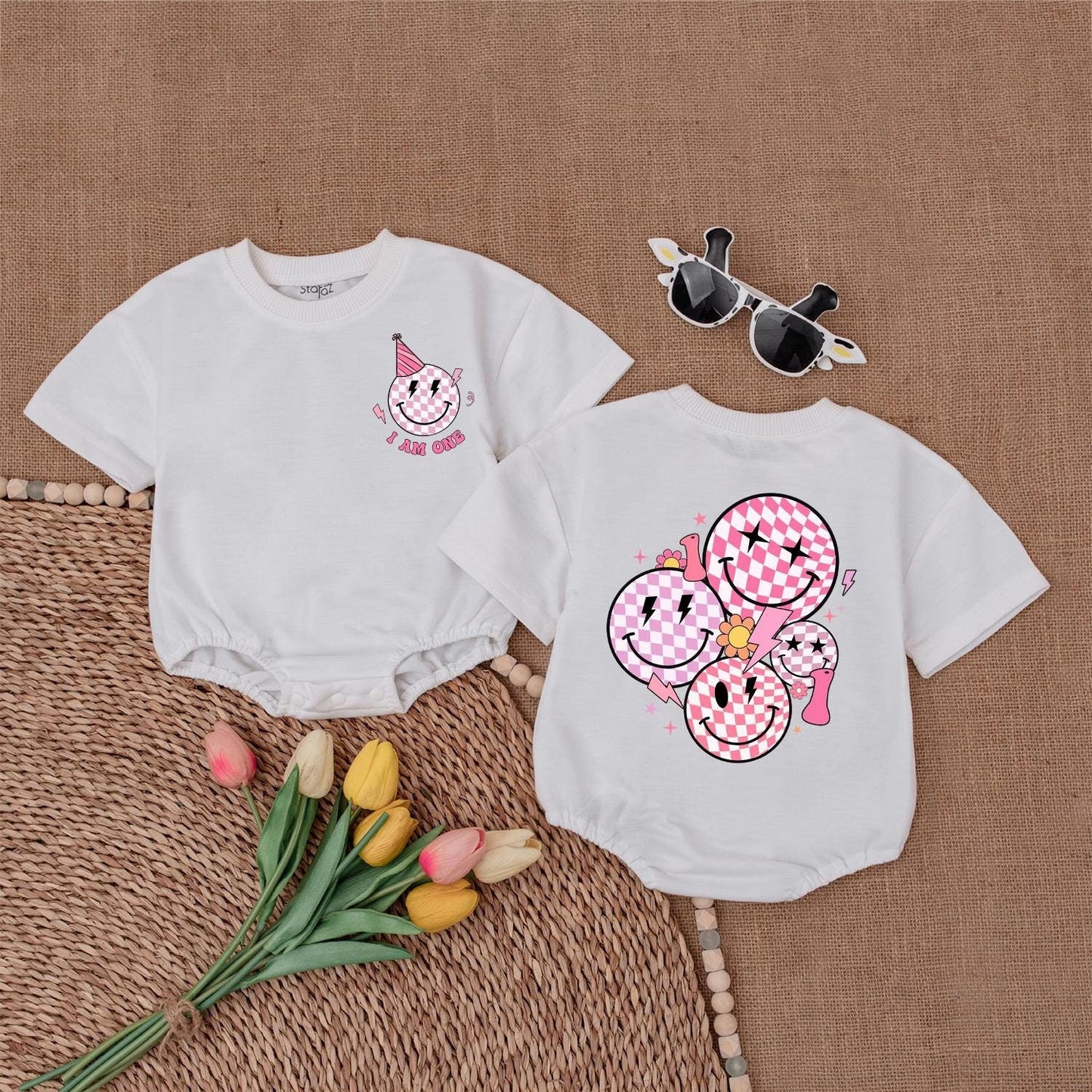 One Happy Girl Smile Face Romper First Birthday Outfit Baby Girl Clothes for a Toddler's Celebration Gift