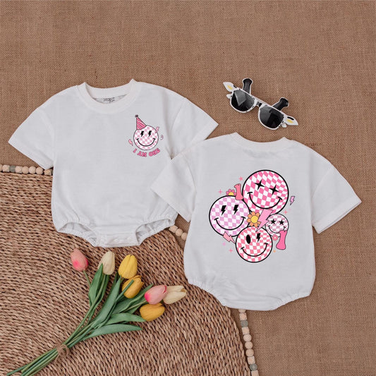 One Happy Girl Smile Face Romper First Birthday Outfit Baby Girl Clothes for a Toddler's Celebration Gift