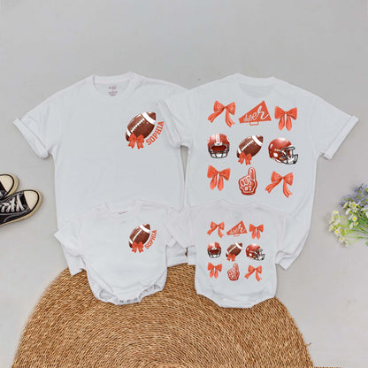 Personalized Retro Football Name Family Shirt Gameday Season Baby Girl Romper Kid Gift