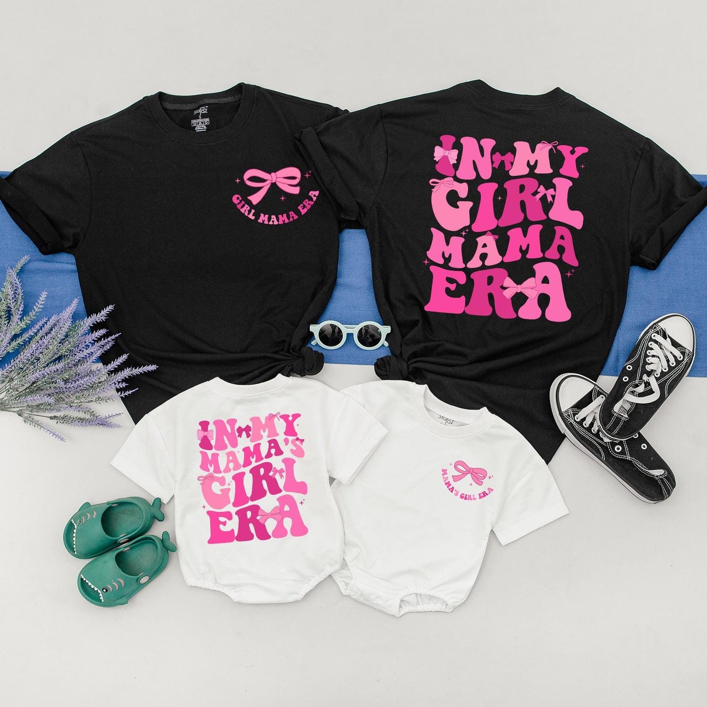 Mama's Girl Era Matching Outfits with Pink Bows for Mom and Baby Girl Shower & Mother's Day Gifts