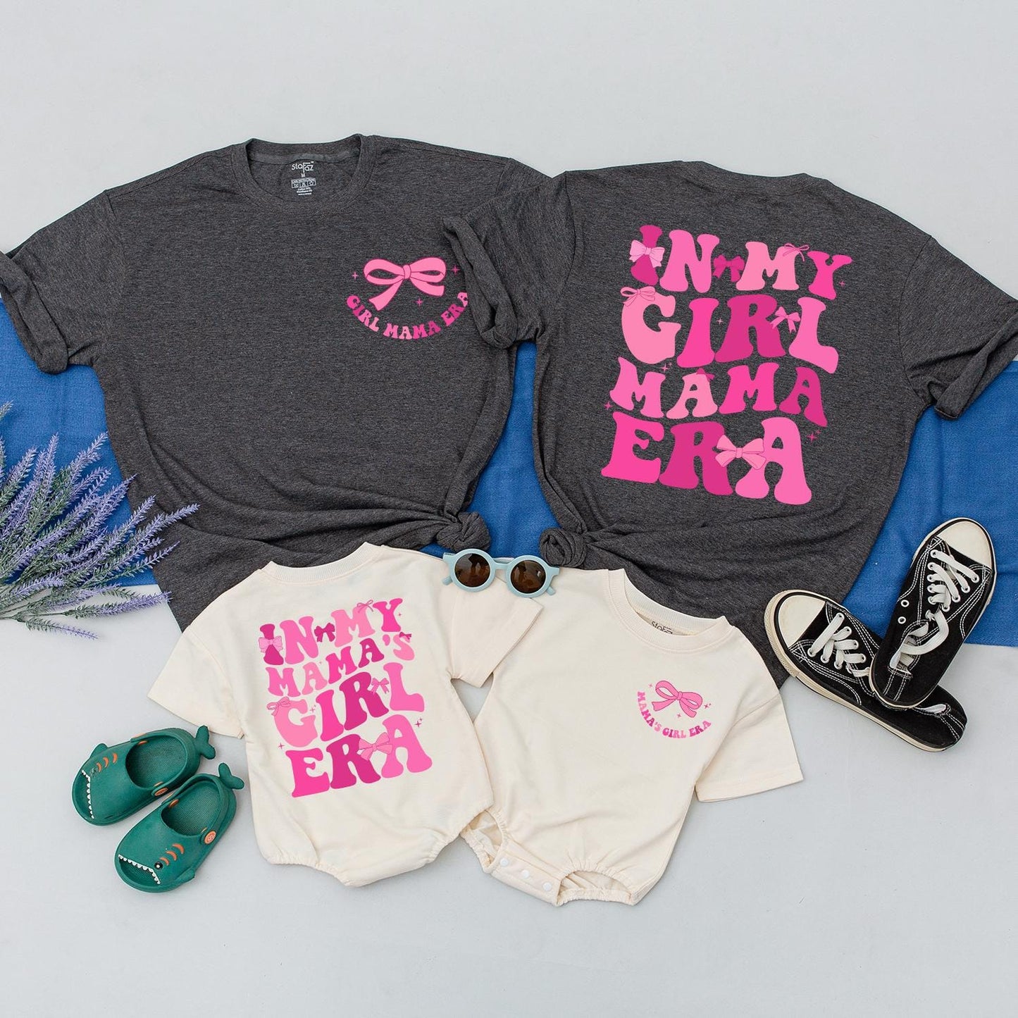 Mama's Girl Era Matching Outfits with Pink Bows for Mom and Baby Girl Shower & Mother's Day Gifts
