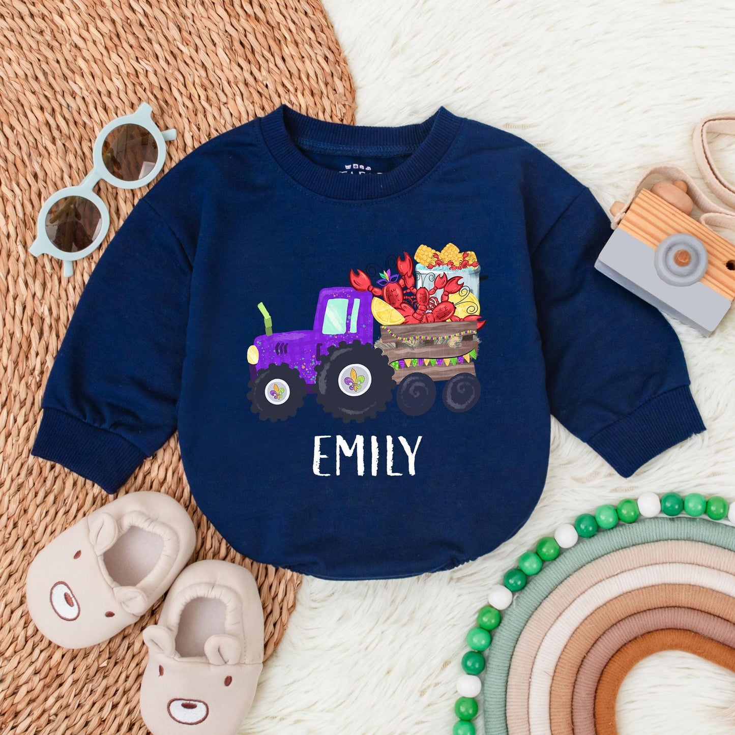Custom Mardi Gras Baby Romper King Cake Bodysuit Festive First Birthday Outfit Soft Cotton Baby Shower Gift for Newborn Infant