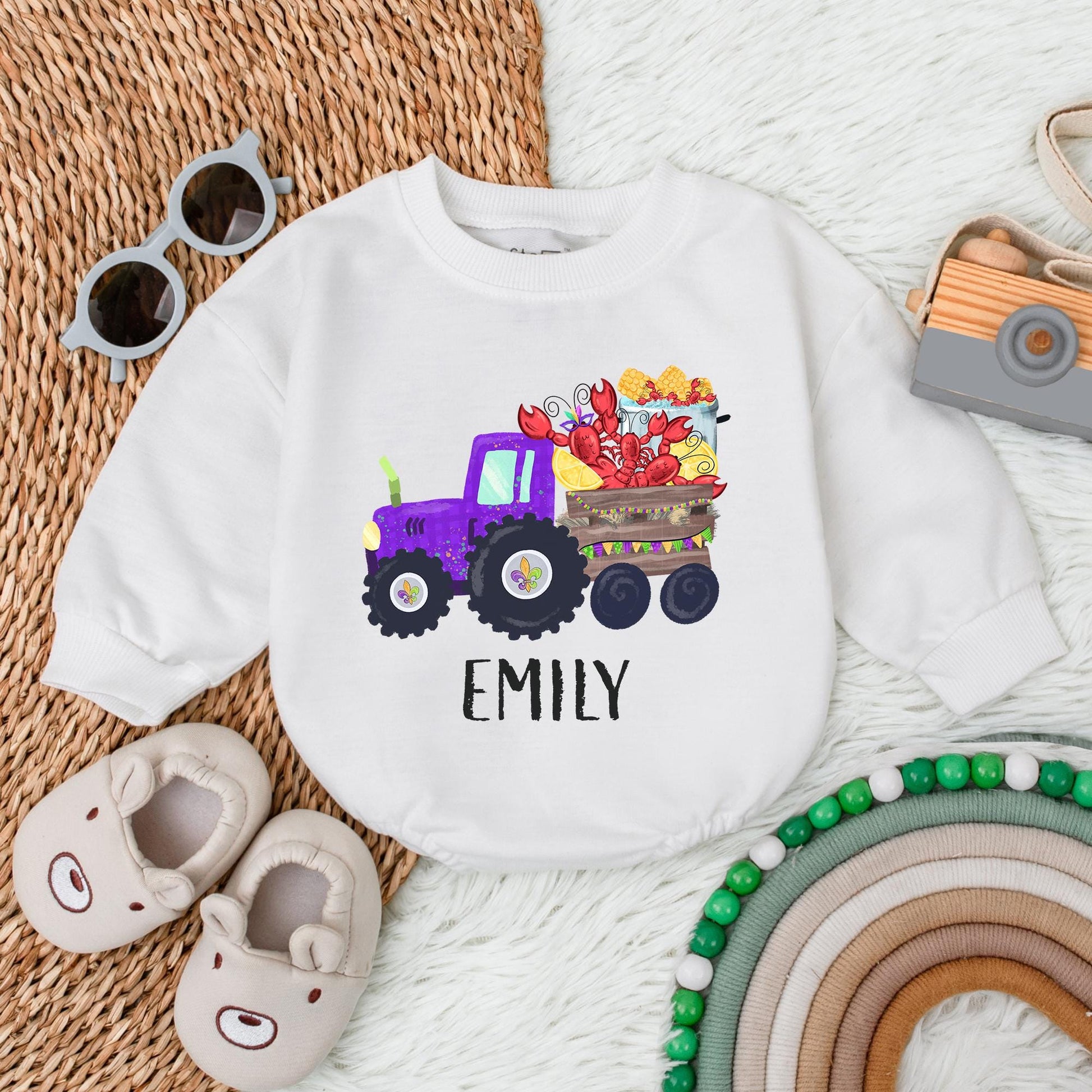 Custom Mardi Gras Baby Romper King Cake Bodysuit Festive First Birthday Outfit Soft Cotton Baby Shower Gift for Newborn Infant