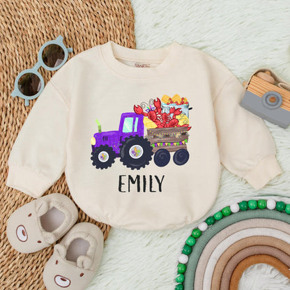 Custom Mardi Gras Baby Romper King Cake Bodysuit Festive First Birthday Outfit Soft Cotton Baby Shower Gift for Newborn Infant