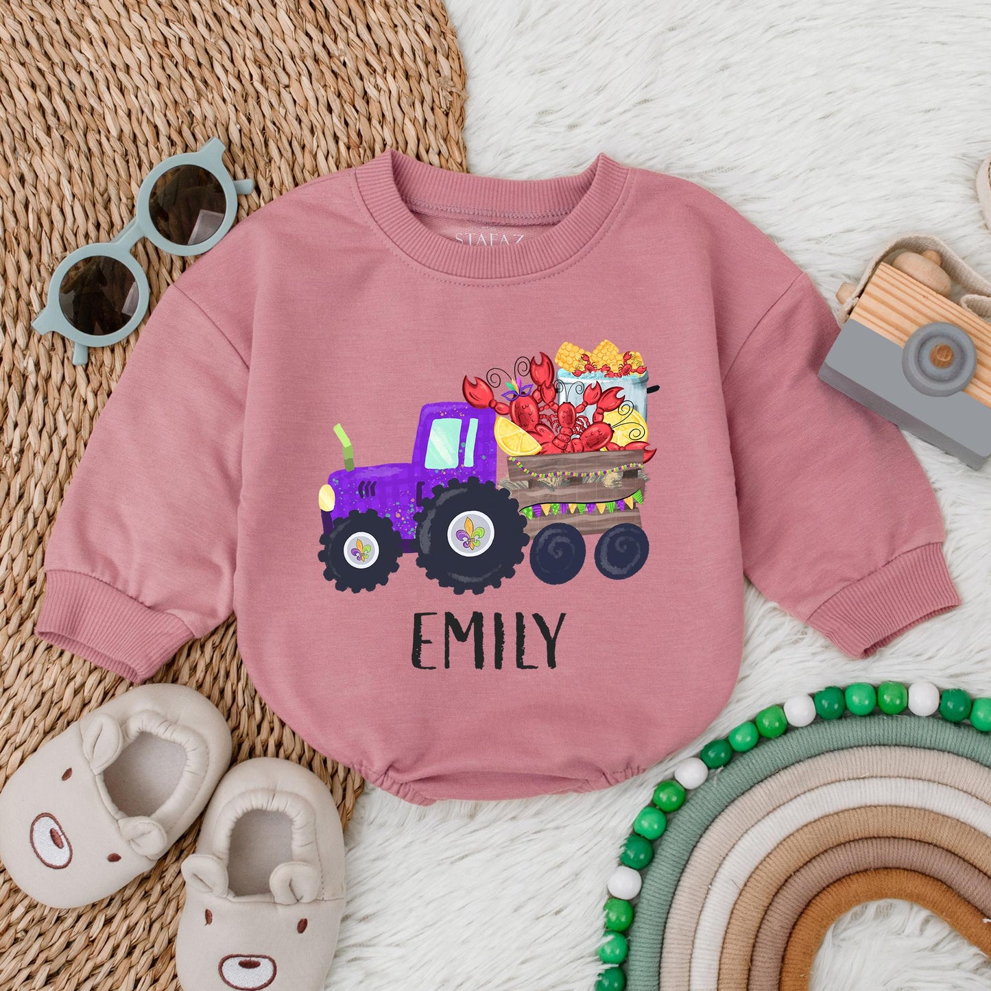 Custom Mardi Gras Baby Romper King Cake Bodysuit Festive First Birthday Outfit Soft Cotton Baby Shower Gift for Newborn Infant