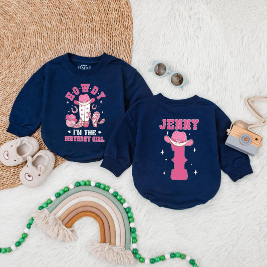 Custom My First Rodeo Bubble Romper First Birthday Outfit Baby Girl Western Cowgirl Style Adorable 1st Birthday Baby Gift Comfortable Short Sleeve Bodysuit