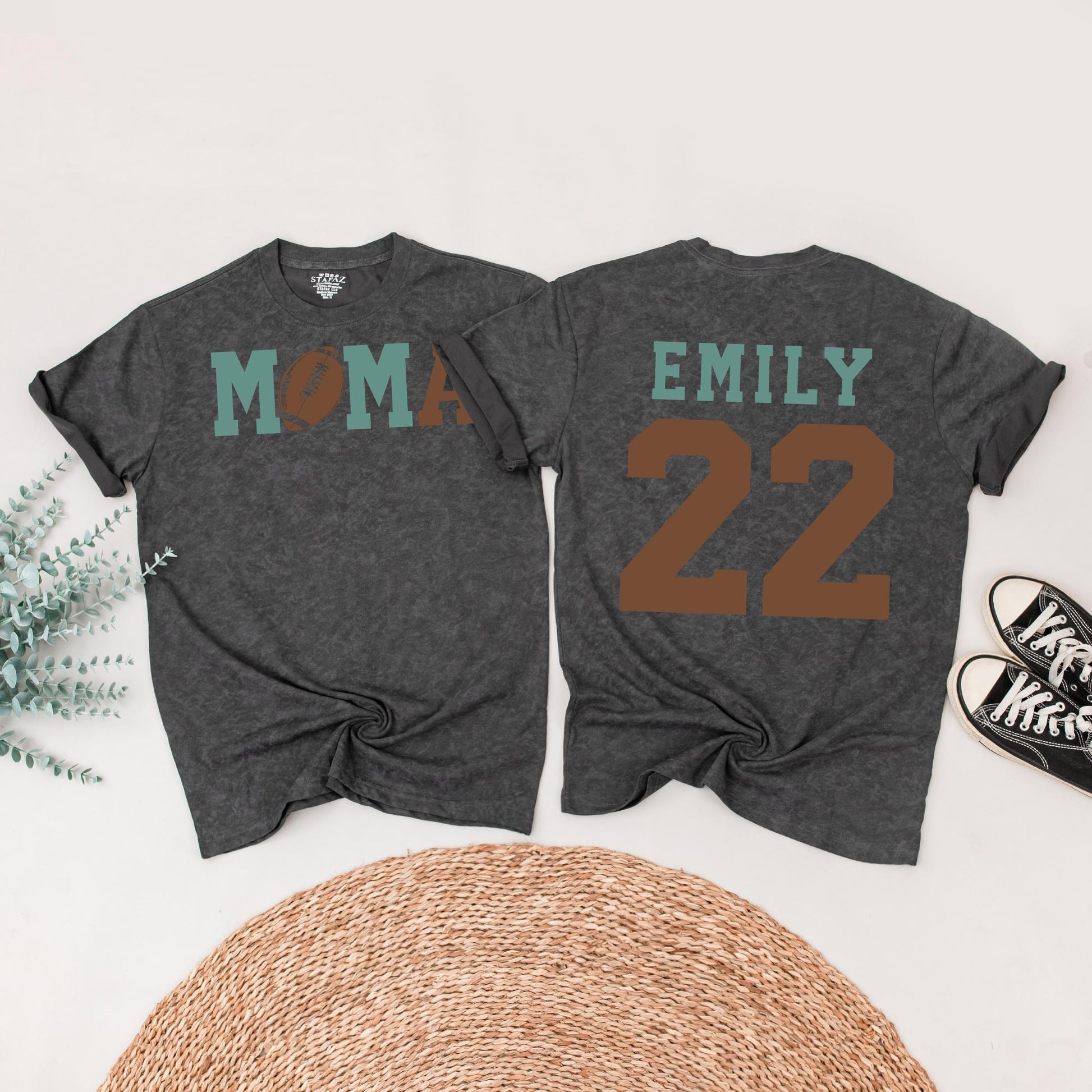 Touchdown One Football Birthday Outfit for Baby Boy 1st Birthday Matching Family Tees Teal Brown Retro Athletic