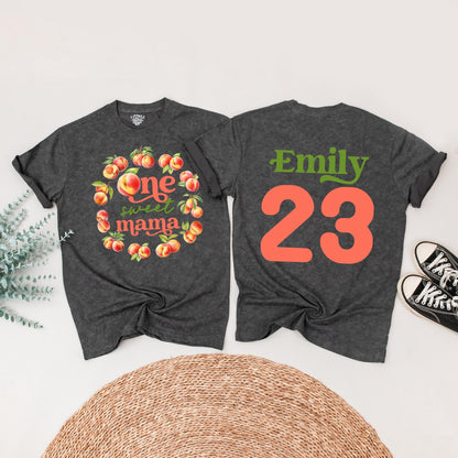 One Sweet Peach Matching Family Birthday Shirts Coordinating Mommy and Me Peach & Green Watercolor Wreath Outfit 1st Birthday
