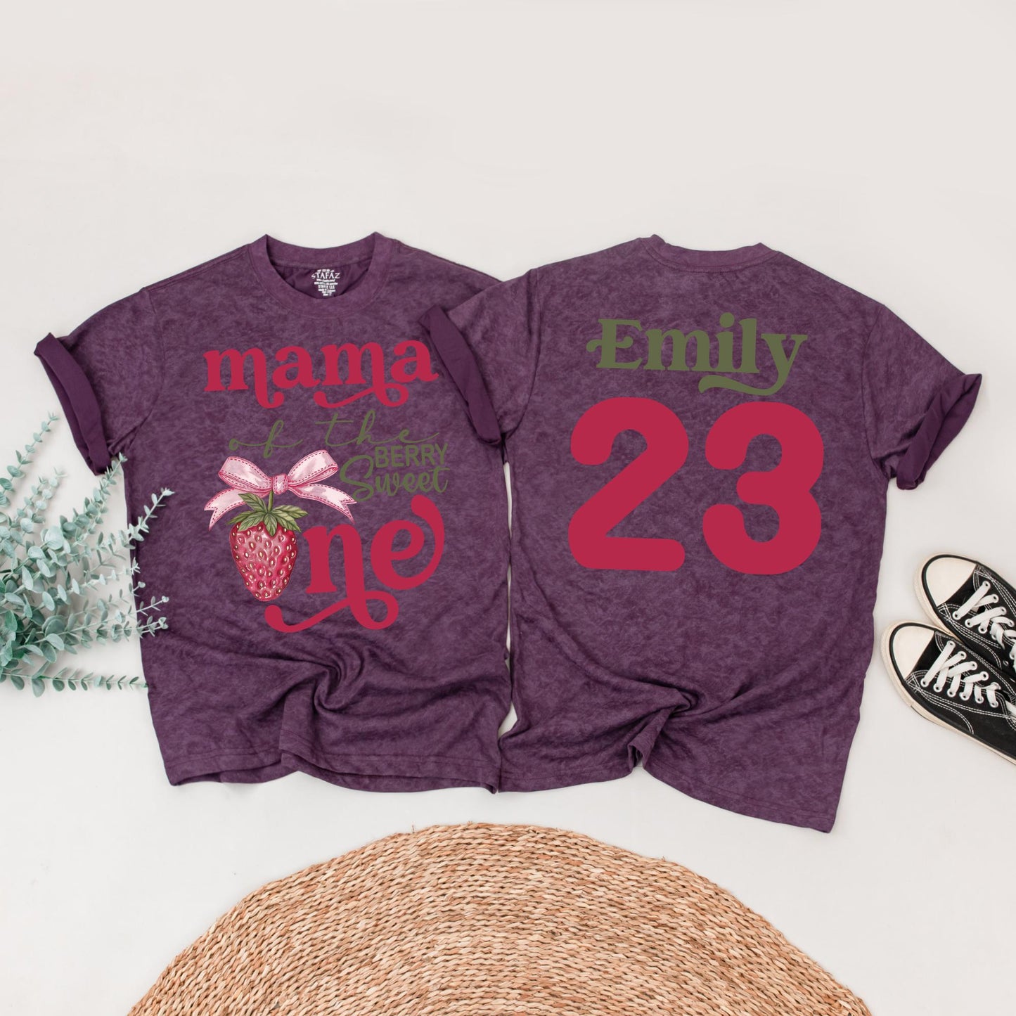 Berry Sweet One Family Matching Strawberry Birthday Shirts Mama Papa Daddy Mommy 1st Birthday Party Theme Red Green Cotton