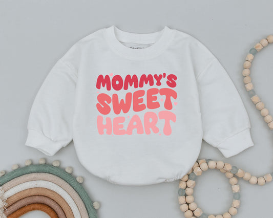 Mommy's Little Sweetheart Bubble Romper First Valentine's Outfit Baby Shower Gift Infant Clothes Cute Heart Design Cotton Comfortable Seasonal Baby Apparel 2024