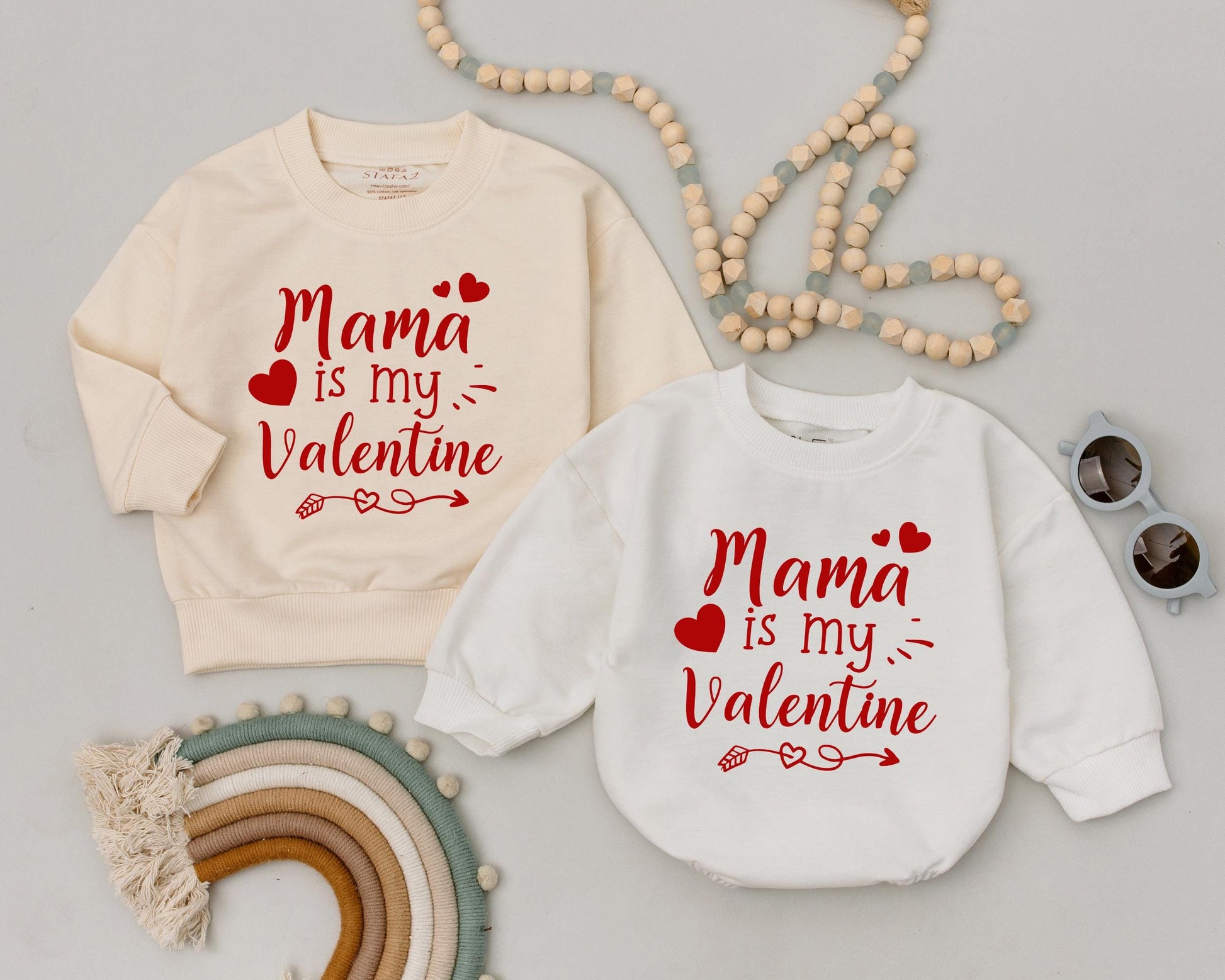 Mama is My Valentine Baby Bubble Romper Cute Red Heart Infant Outfit First Valentine's Day Clothes Baby Shower Gift Toddler