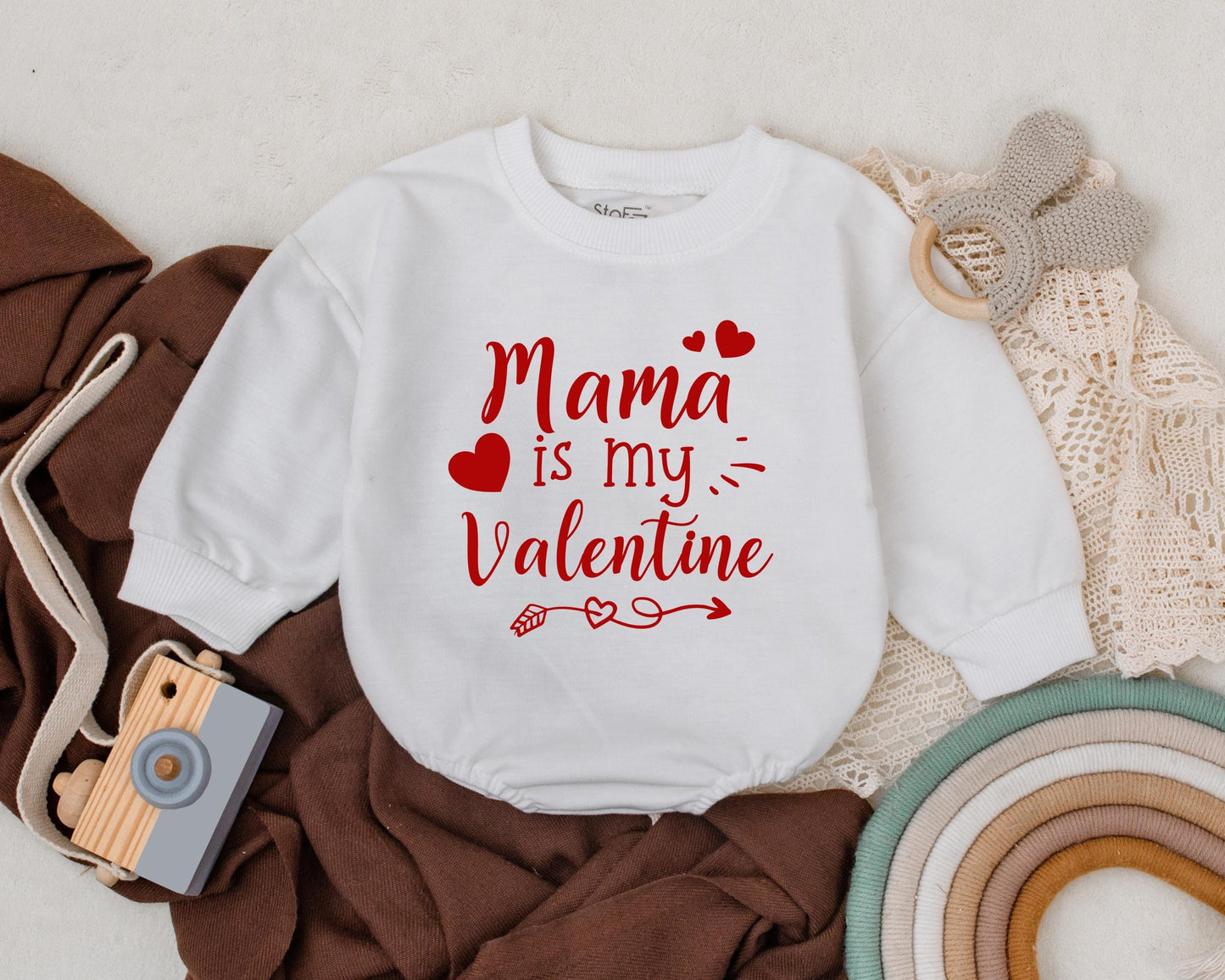 Mama is My Valentine Baby Bubble Romper Cute Red Heart Infant Outfit First Valentine's Day Clothes Baby Shower Gift Toddler