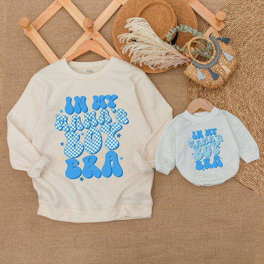 Retro Mama's Boy & Mama Matching Outfits Baby Romper & Sweatshirt Neutral Toddler Boy Cotton Set Mommy and Me USA