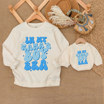 Retro Mama's Boy & Mama Matching Outfits Baby Romper & Sweatshirt Neutral Toddler Boy Cotton Set Mommy and Me USA