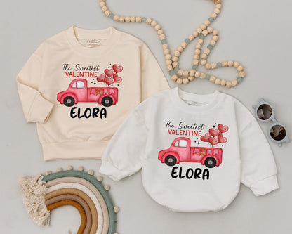 Custom Name First Valentine's Day Romper Newborn Baby Girls Boys Bodysuit Sweetest Infant Kids Outfit Baby Shower Gift Comfortable Cotton Apparel