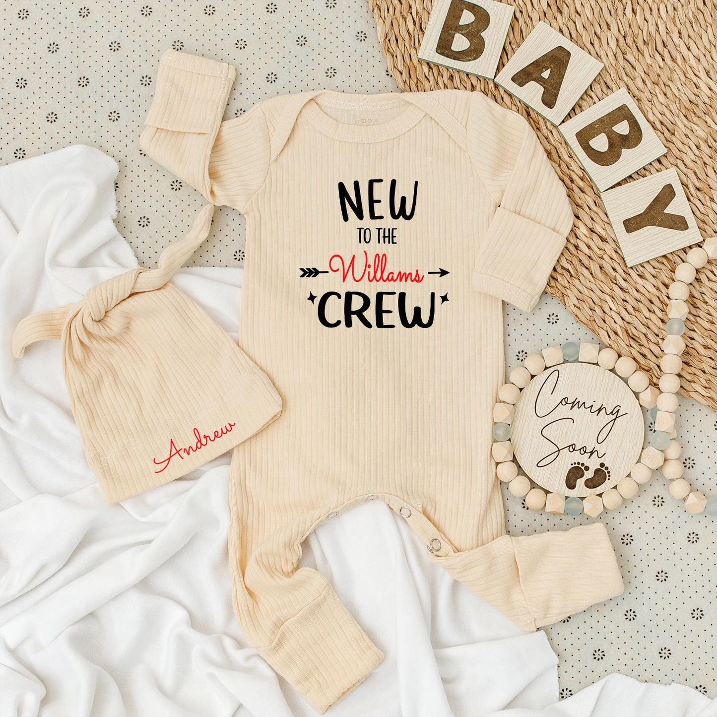 New to the Crew Baby Bodysuit: Welcome Baby Outfit, Personalized Newborn Gift for Boys & Girls, Cute Custom Baby Shower Gift