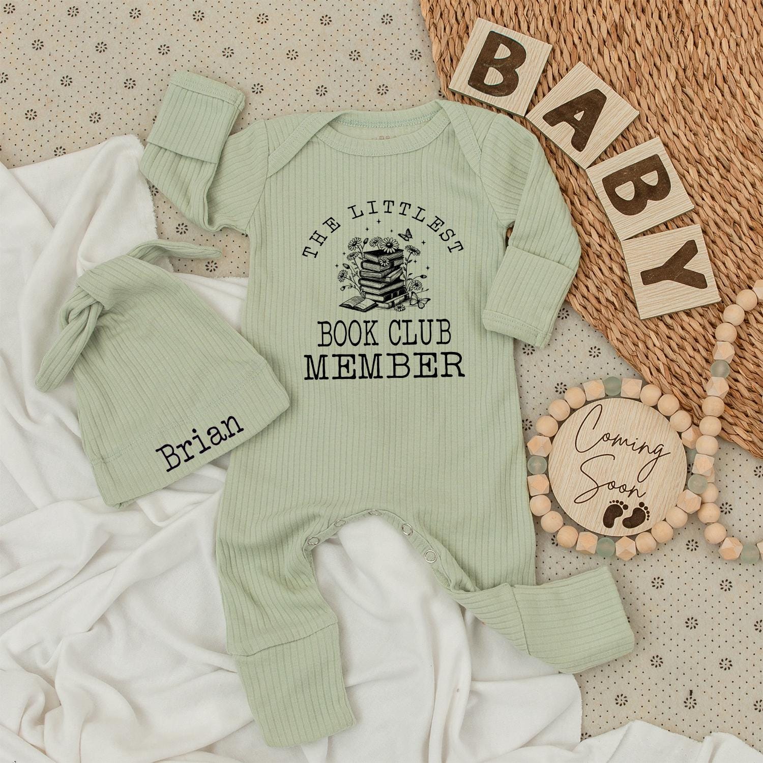 The Littlest Book Club Member Baby Bodysuit Set, Floral Books Newborn Outfit, Welcome Baby Gift for Book Lovers, Cute Coming Home Outfit 136 chars