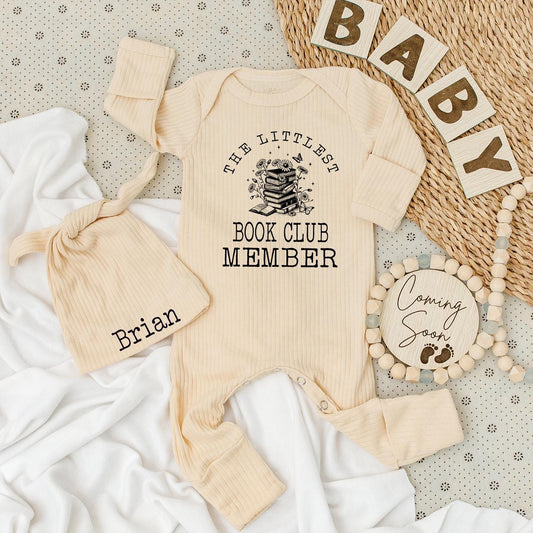 The Littlest Book Club Member Baby Bodysuit Set, Floral Books Newborn Outfit, Welcome Baby Gift for Book Lovers, Cute Coming Home Outfit 136 chars