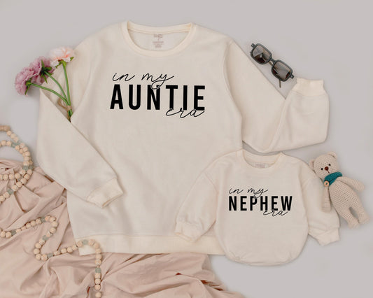 Matching Auntie & Nephew Era Sweatshirts | Custom Aunt Gift | Black Text on Soft Cotton | Family Matching Outfits