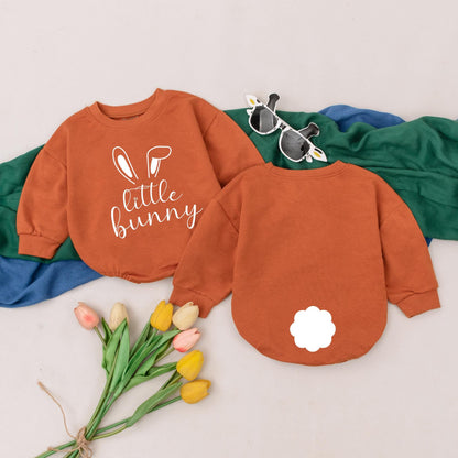 Little Bunny Baby Romper Retro Easter Day Bodysuit First Easter Outfit Baby Shower Gift Bubble Romper