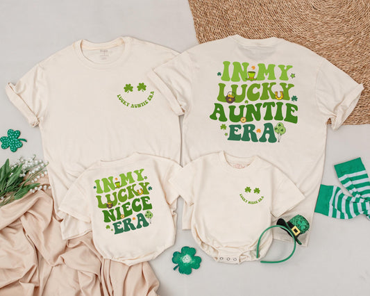 In My Lucky Era St Patrick's Day Shirt, Matching Family Auntie and Me Outfit, First Saint Paddy's Day Clover Shamrock Gift