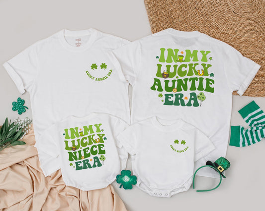 In My Lucky Era St Patrick's Day Shirt, Matching Family Auntie and Me Outfit, First Saint Paddy's Day Clover Shamrock Gift