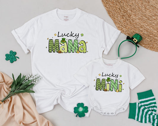 Matching Lucky Mama and Mini St. Patrick's Day Shirts, Shamrock Birthday Outfits, Personalized Family Gifts