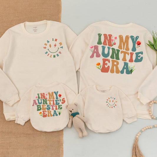 In My Auntie Era Retro Floral Sweatshirt Matching Auntie Niece Wild Flower Vibes Gift Idea Cool Aunt