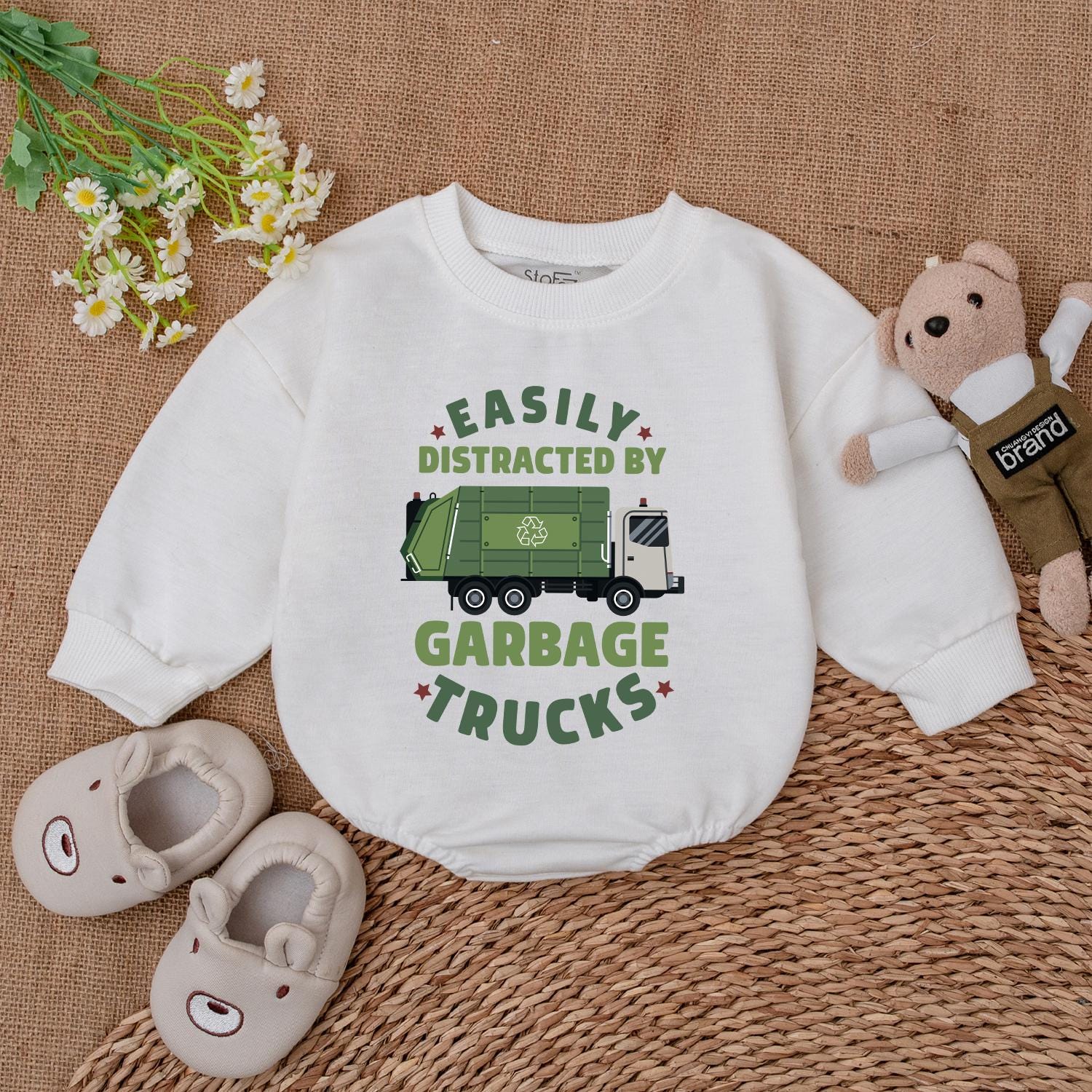 Garbage Truck Baby Romper Truck Driver Outfit Trash Truck Bodysuit for Newborns & Baby Shower Gifts
