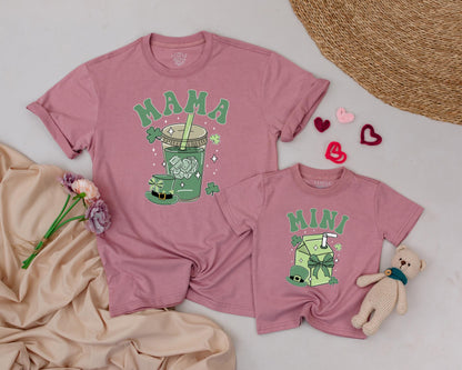 Lucky One Birthday Matching Family Shirts, Retro Shamrock 1st St. Patrick's Day, Mama and Mini Outfit, Personalized Irish Baby Bodysuit, Photo Prop (138 chars)