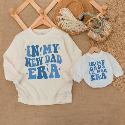 Matching Dad & Son Neutral Sweatshirt Outfit Baby Romper Set, Casual Family Matching Clothes, Dad's Boy Cozy Outfit, USA Patriotic