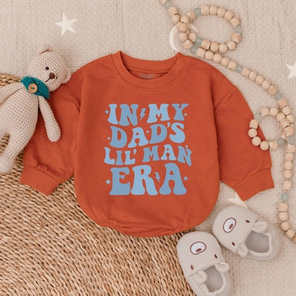 In My Dad's Lil Man Era Romper Baby Boy Bubble Romper Newborn Outfit Gift for New Dad Pregnancy Announcement Cute Baby Clothes