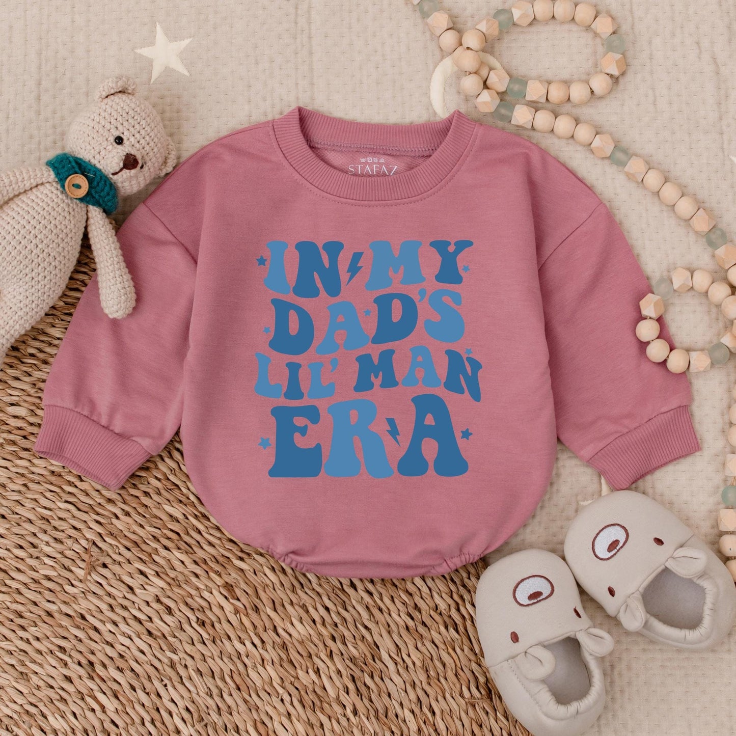 In My Dad's Lil Man Era Romper Baby Boy Bubble Romper Newborn Outfit Gift for New Dad Pregnancy Announcement Cute Baby Clothes