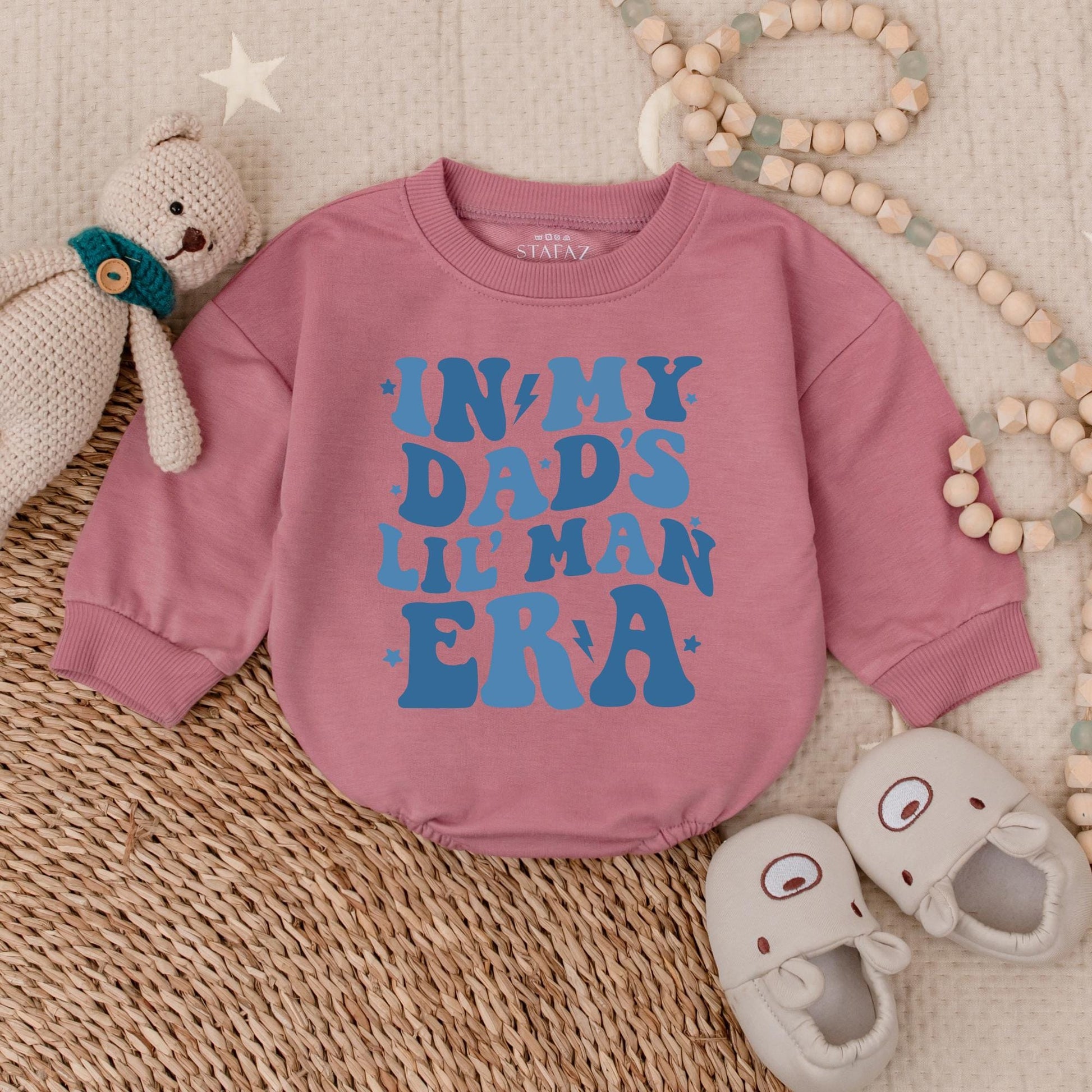 In My Dad's Lil Man Era Romper Baby Boy Bubble Romper Newborn Outfit Gift for New Dad Pregnancy Announcement Cute Baby Clothes