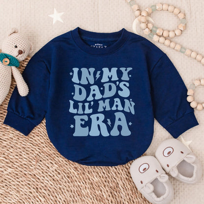 In My Dad's Lil Man Era Romper Baby Boy Bubble Romper Newborn Outfit Gift for New Dad Pregnancy Announcement Cute Baby Clothes