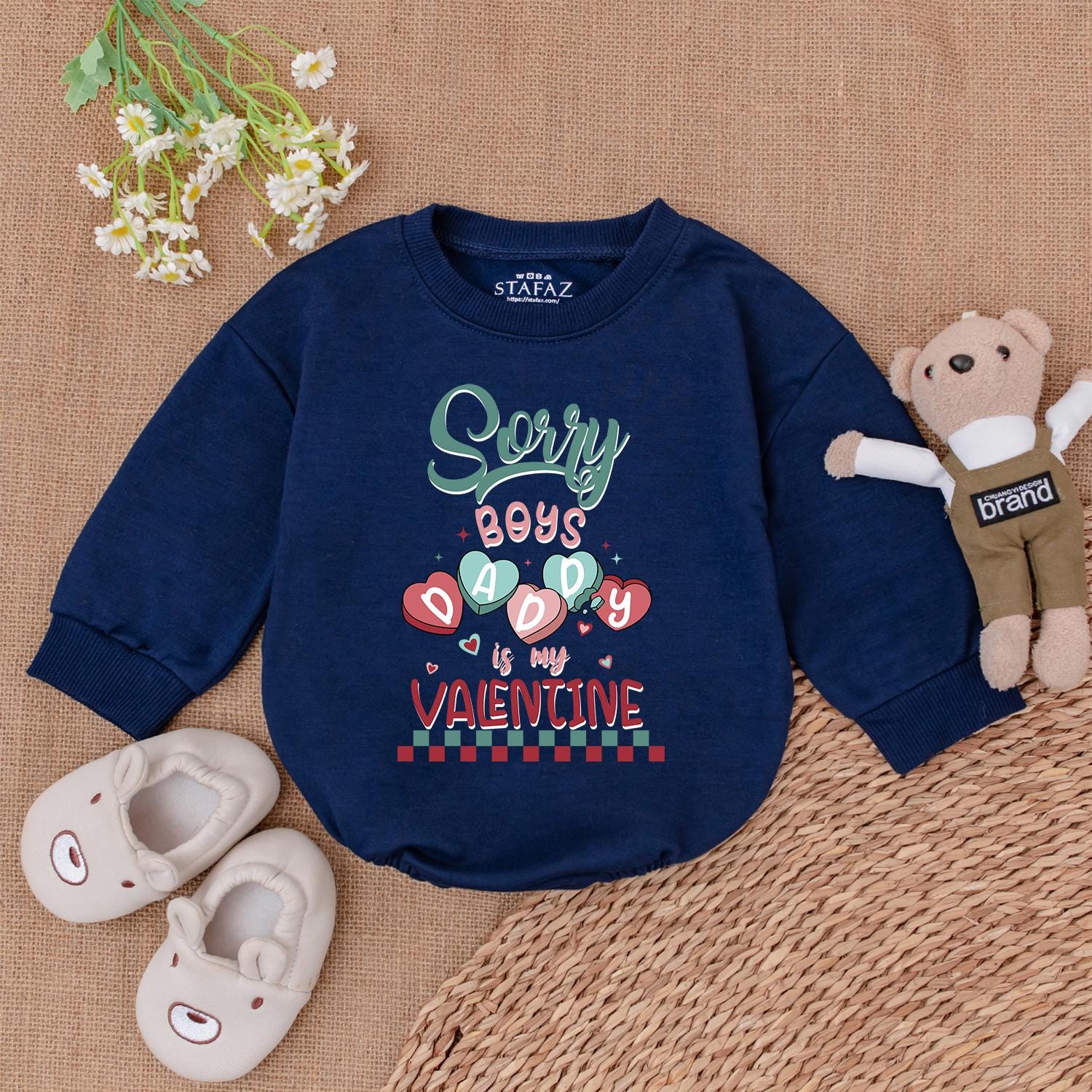Sorry Boys Daddy's Valentine Baby Romper for Baby Girl, Retro Heart Design Valentine's Day Gift, Newborn Outfit, Daddy's Valentine