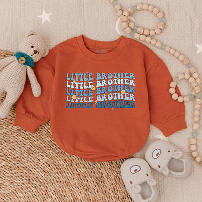Little Brother Baby Boy Bubble Romper Newborn Gift from Dad Pregnancy Announcement Sibling Outfit Brother Baby Clothes Cotton