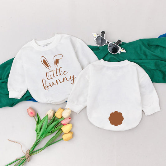 Little Bunny Baby Romper Retro Easter Day Bodysuit First Easter Outfit Baby Shower Gift Bubble Romper