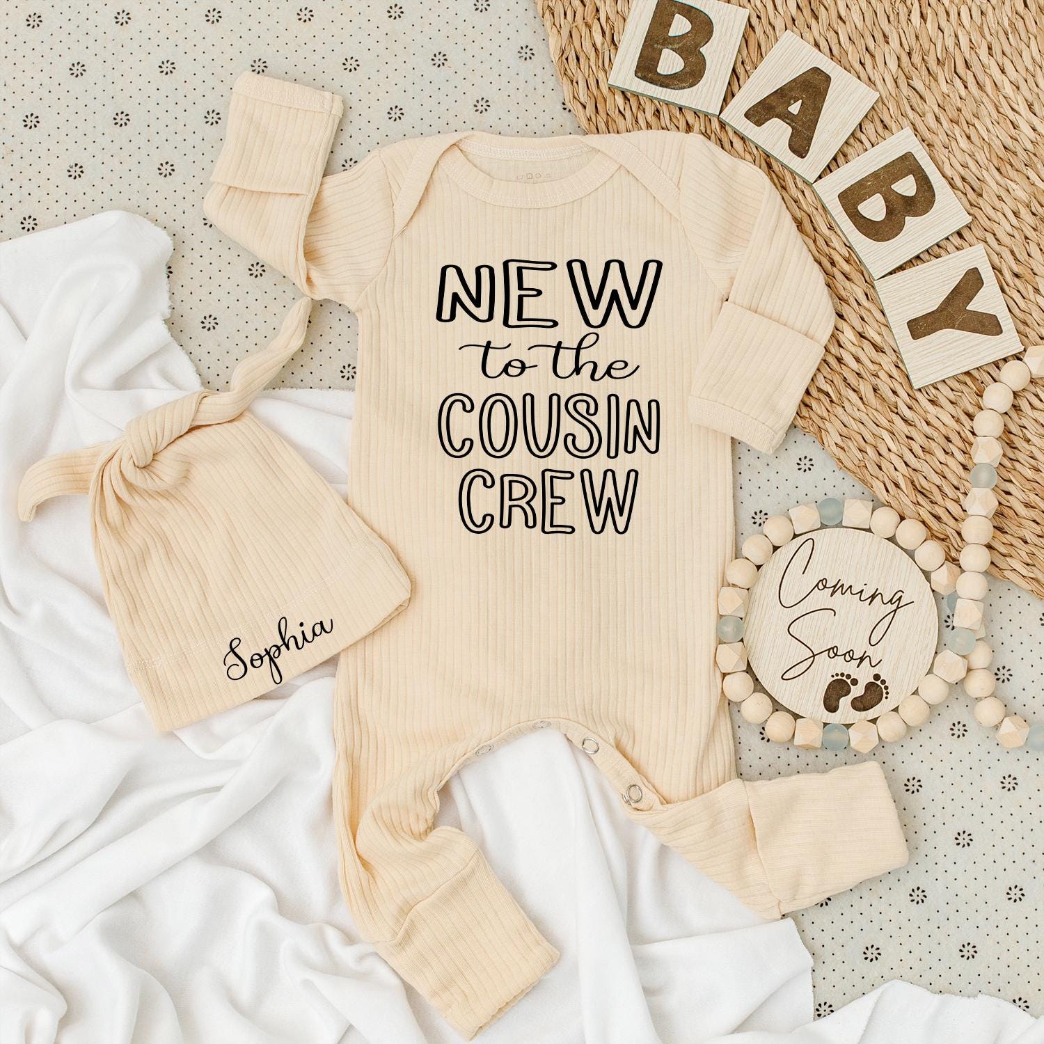 New to the Cousin Crew Baby Bodysuit Set Newborn Romper, Welcome Baby Outfit, Family Gift for Cousins, Cute Baby Clothes