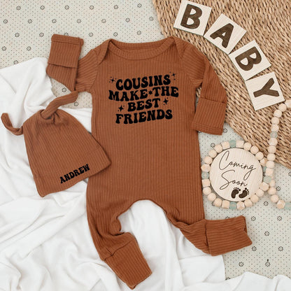Cousins Make the Best Friends Baby Bodysuit Black Ink Star Design Cute Playful Modern Newborn Cousin Crew Outfit Gift