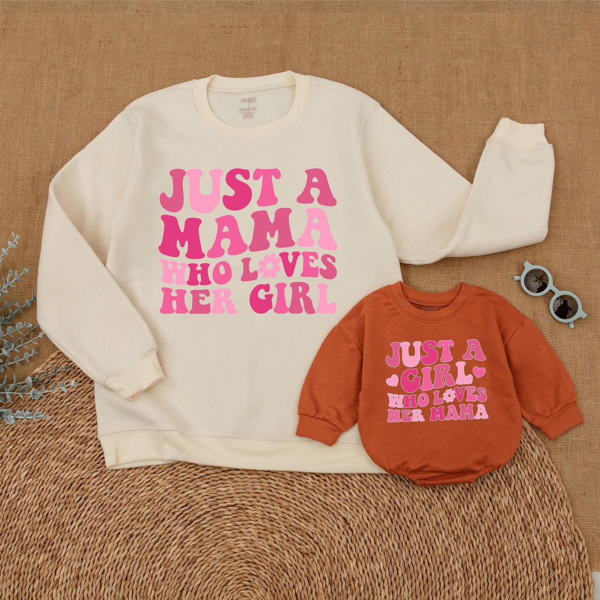 Mama and Daughter Matching Sweatshirts & Romper Set, Mommy and Me Outfits, Soft Cotton Comfort Gift for Girls