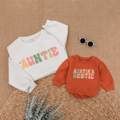 Auntie & Auntie's Bestie Sweatshirts Family Matching Aunt Niece Nephew Gift