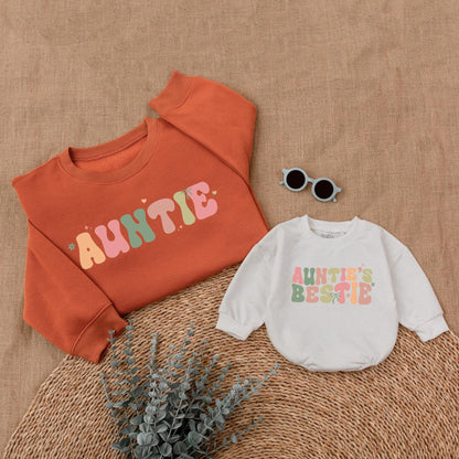 Auntie & Auntie's Bestie Sweatshirts Family Matching Aunt Niece Nephew Gift