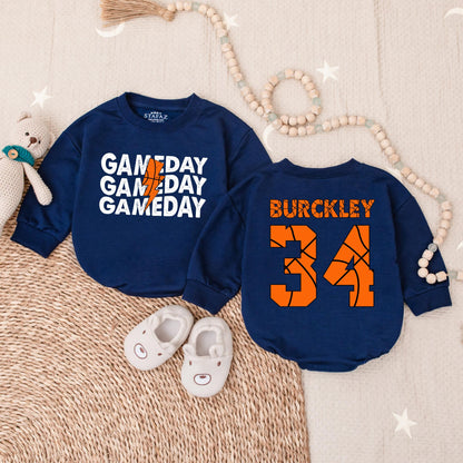 Game Day Basketball Baby Bubble Romper Outfit for Baby Boys and Infants Soft Cotton Bodysuit Shower Gift Sports Fan Apparel