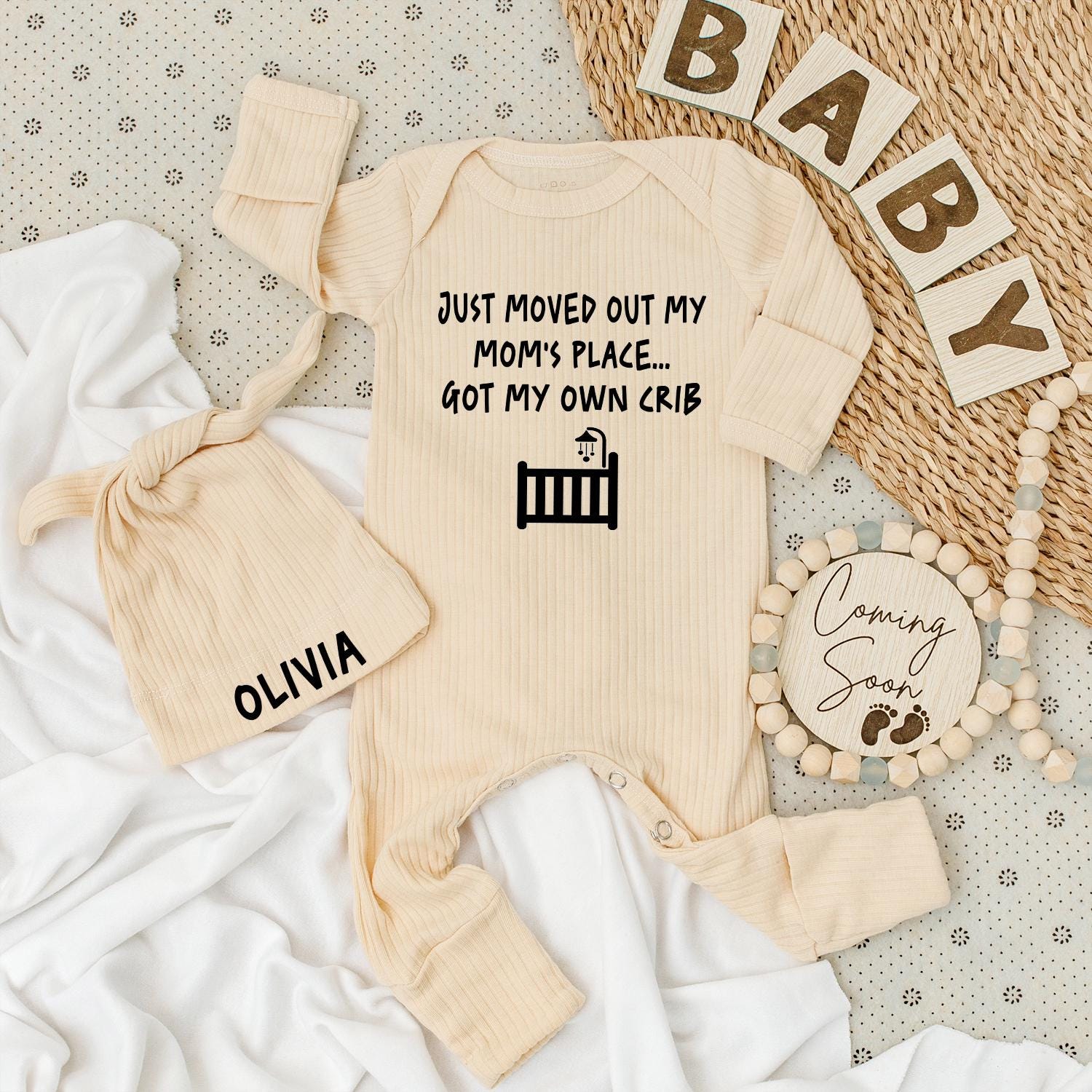 Funny Just Moved Out My Mom's Place Got My Own Crib Baby Bodysuit for Newborn Infant Boy Girl Shower Gift Comfortable Soft Cotton Outfit