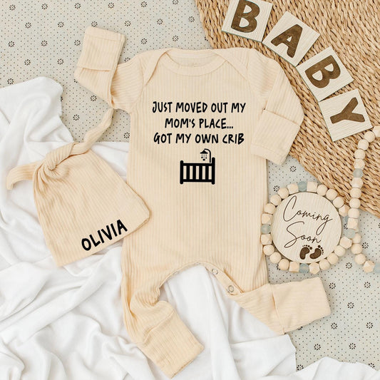 Funny Just Moved Out My Mom's Place Got My Own Crib Baby Bodysuit for Newborn Infant Boy Girl Shower Gift Comfortable Soft Cotton Outfit