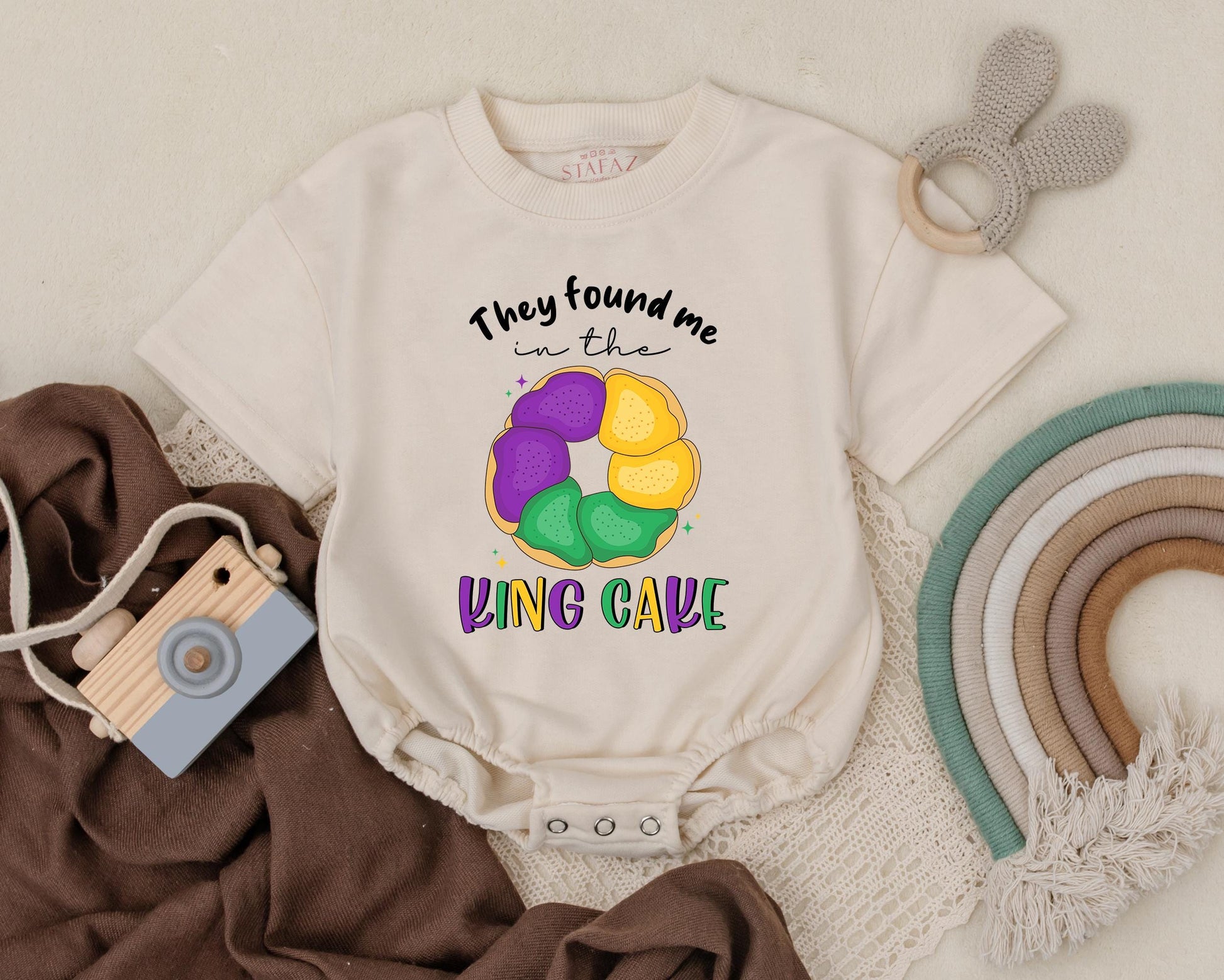 Found Me in the King Cake Mardi Gras Baby Romper Cute Newborn Outfit Unisex Baby Clothes Unique Baby Shower Gift