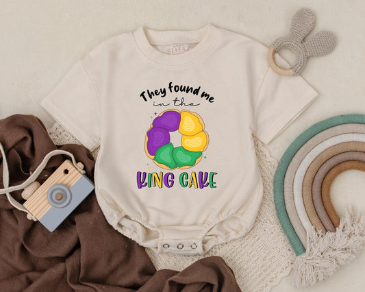 Found Me in the King Cake Mardi Gras Baby Romper Cute Newborn Outfit Unisex Baby Clothes Unique Baby Shower Gift