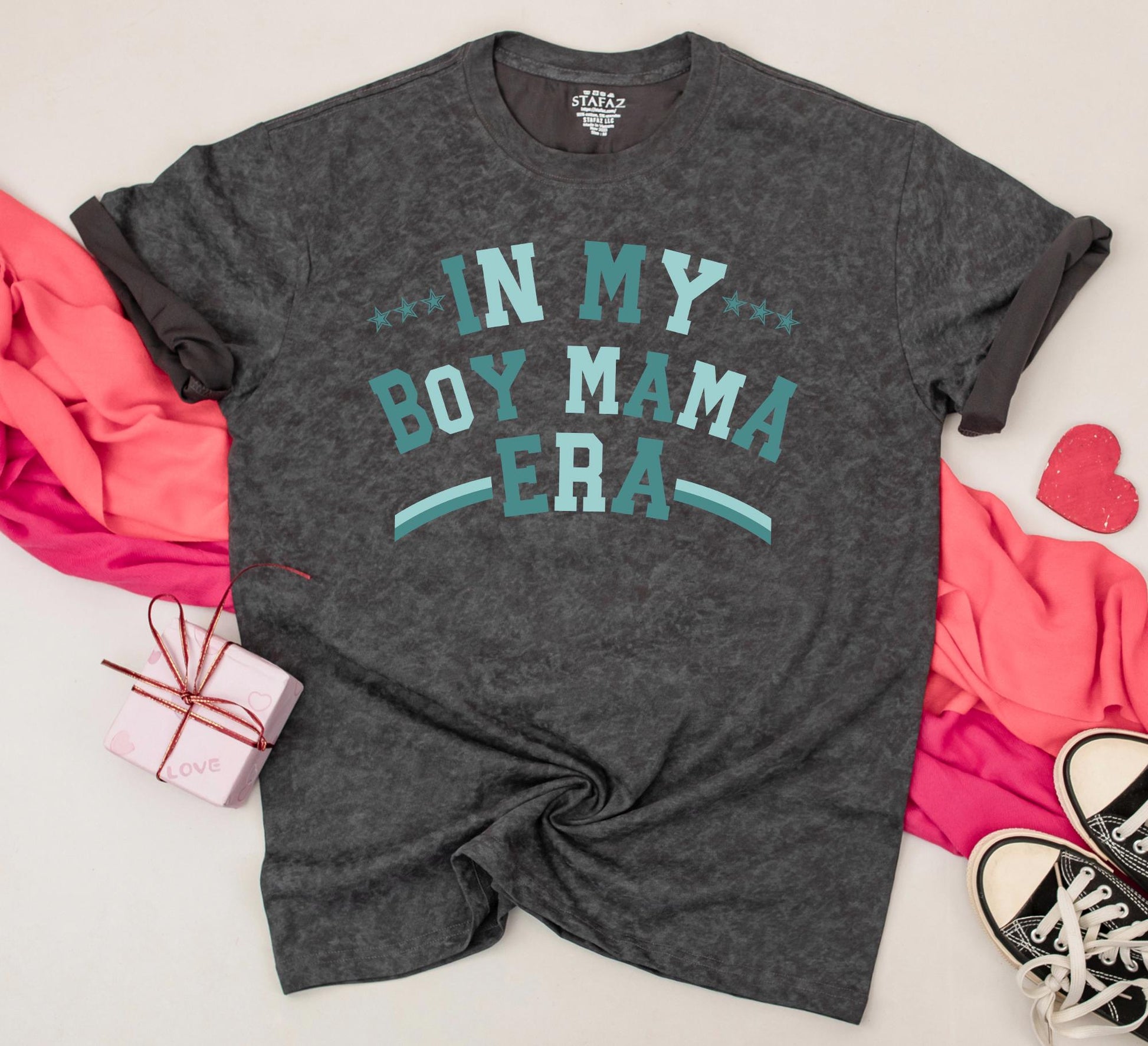 In My Boy Mama Era Mama's Boy Era Matching Retro Tees Teal Blue Green Vintage Style Family Outfit Mother Son Duo Gift